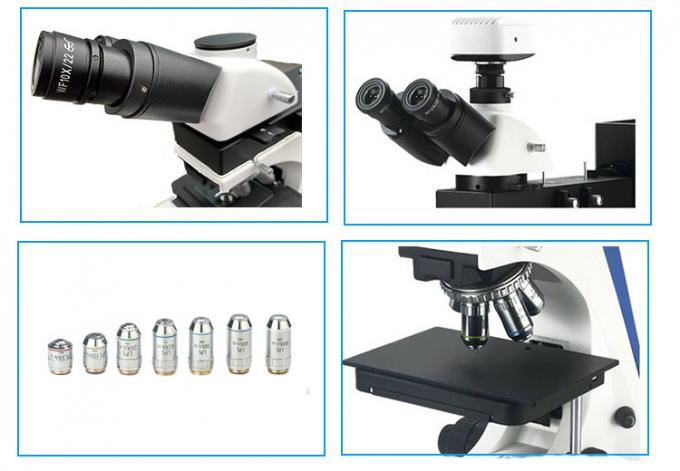 100X Dry Objective Trinocular Metallurgical Microscope Upright Transmitting Reflecting